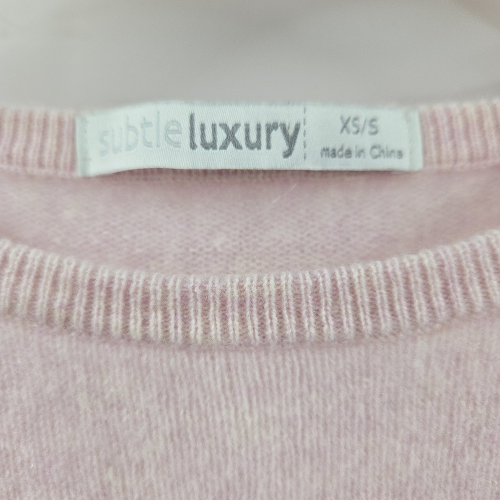 Subtle Luxury Pink Cashmere Sweater Loose And‎ Easy Crew Neck Boxy - Picture 3 of 14